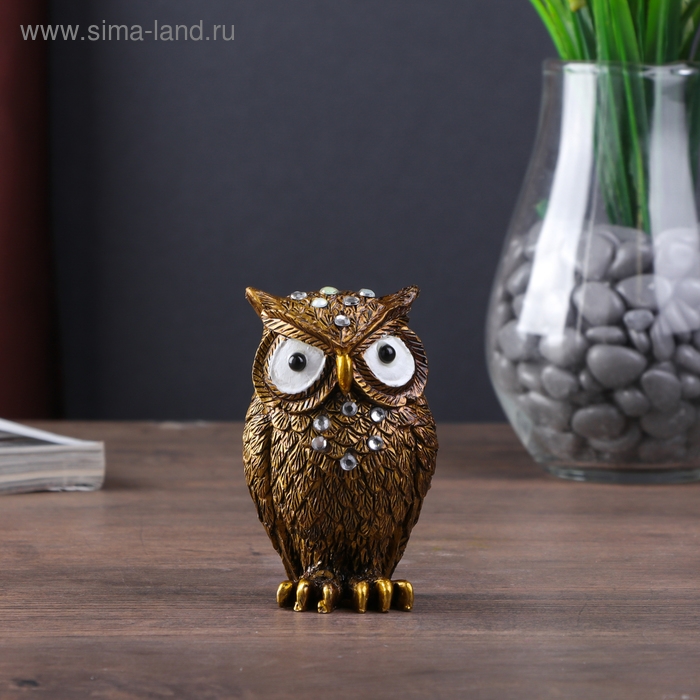 Сувенир полистоун Сувенир полистоун "Филин кофейный" стразы 8,5х5,3х4,3 см