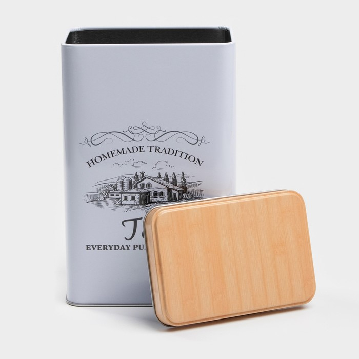 Банка для чая &laquo;Дом и поле&raquo;, 19&times;12&times;8 см, цвет белый