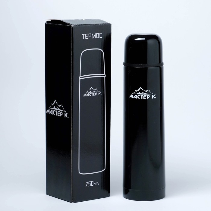 Термос, 750 мл, Гильза  Термос, 750 мл, Гильза "Мастер К", с кружкой, сохраняет тепло 24 ч, гарантия 5 лет, чёрный