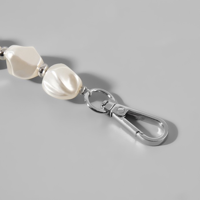 Ручка для сумки, перламутровые бусы, 26 см, цвет белый/серебряный Ручка для сумки, перламутровые бусы, 26 см, цвет белый/серебряный