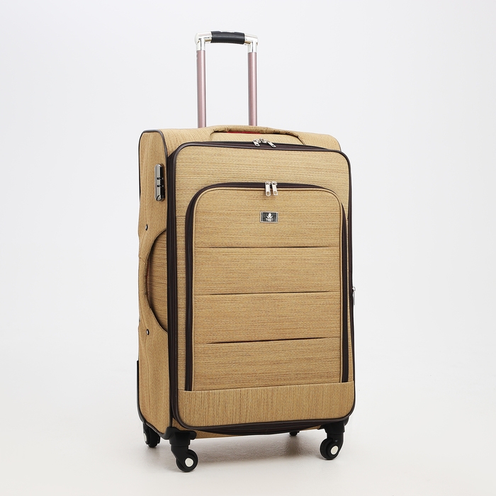 Чемодан большой 95 л (L), отдел на молнии, с расширением, кодовый замок, 4 колеса, наружный карман, цвет бежевый Чемодан большой 95 л (L), отдел на молнии, с расширением, кодовый замок, 4 колеса, наружный карман, цвет бежевый