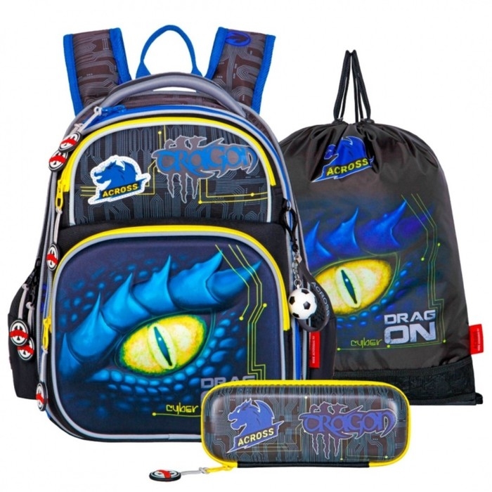 Рюкзак каркасный 35 х 28 х 15 см, Across 178, наполнение: мешок, пенал, синий ACR22-178-2 Рюкзак каркасный 35 х 28 х 15 см, Across 178, наполнение: мешок, пенал, синий ACR22-178-2