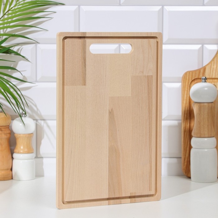 Доска разделочная деревянная  Доска разделочная деревянная "Прямоугольник" с желобом 30х20х0,8 см береза