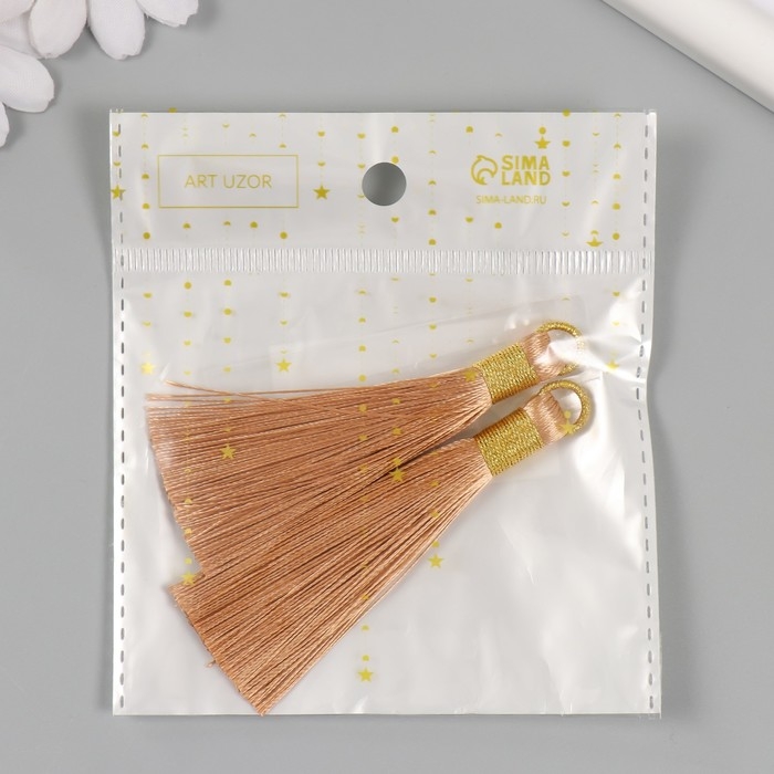 Декор для творчества текстиль Декор для творчества текстиль "Кисть. Оливия" капучино набор 2 шт 8х1,2 см