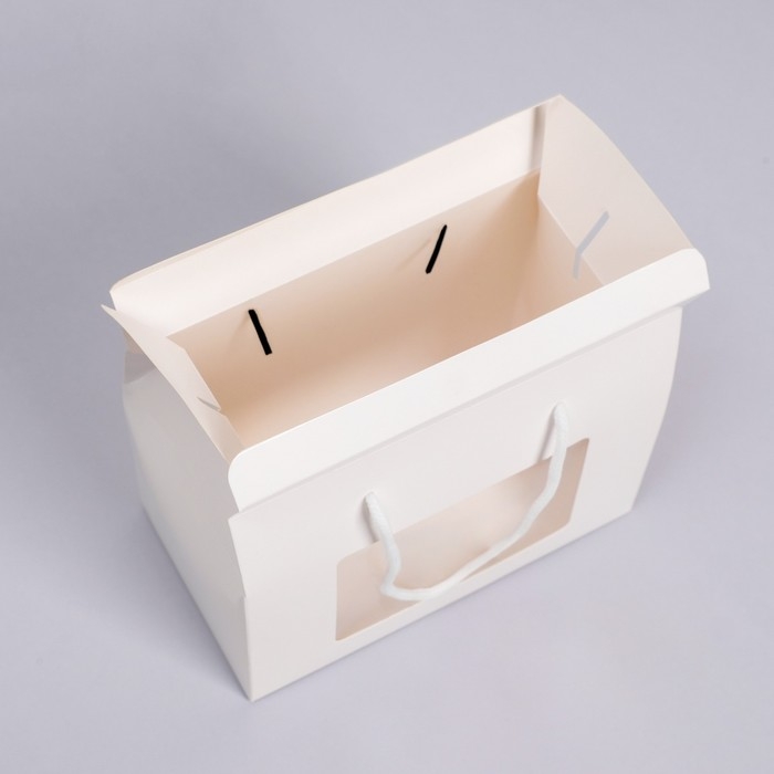 Коробка-пакет, с окном и ручками, белая, 20 х 15 х 11 см Коробка-пакет, с окном и ручками, белая, 20 х 15 х 11 см