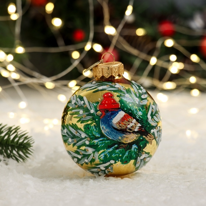 Шар Шар "Воробей в шапочке", 80 мм., в подарочной упаковке