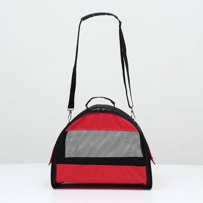 Сумка - переноска для животных, полукруглая с карманоми ПВХ, 37 х 18 х 25 см, красная Сумка - переноска для животных, полукруглая с карманоми ПВХ, 37 х 18 х 25 см, красная