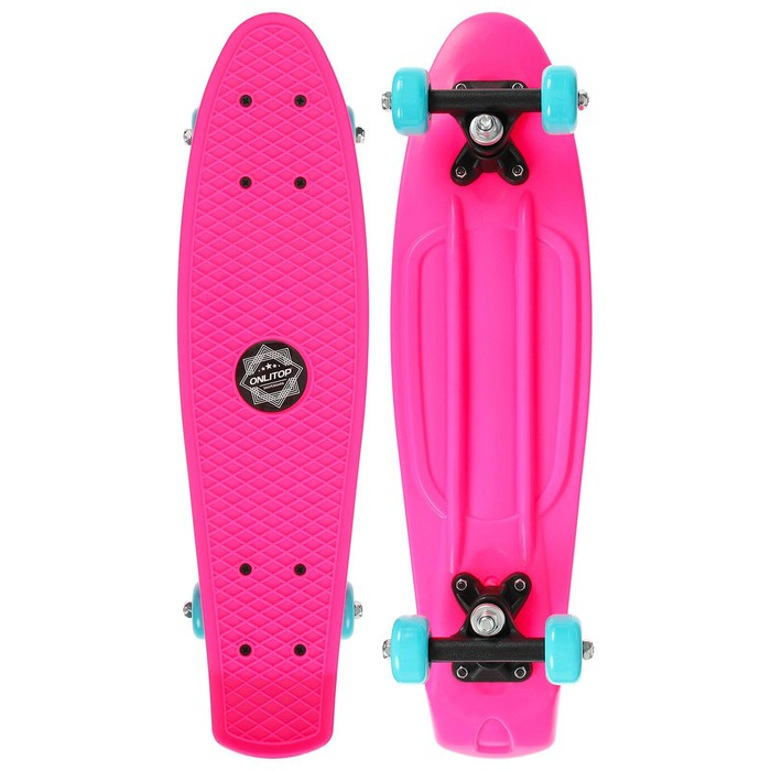 Пенниборд ONLITOP, 56х15 см, колёса PVC 50 мм, пластиковая рама, цвет розовый Пенниборд ONLITOP, 56х15 см, колёса PVC 50 мм, пластиковая рама, цвет розовый