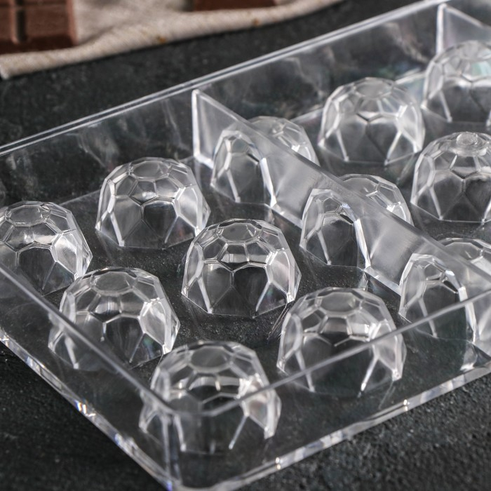 Форма для конфет и шоколада KONFINETTA «Бриллиант», 27,5×13,5 см, 21 ячейка d=2,5 см, цвет прозрачный