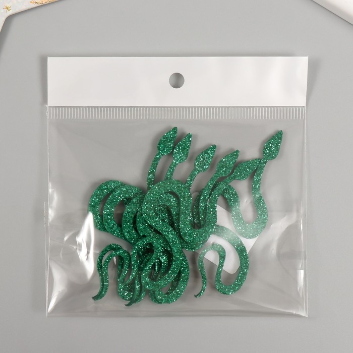 Новогодний декор Новогодний декор "Зеленая змея" фоам глиттер, 7 см (Новогодний набор 6 шт)