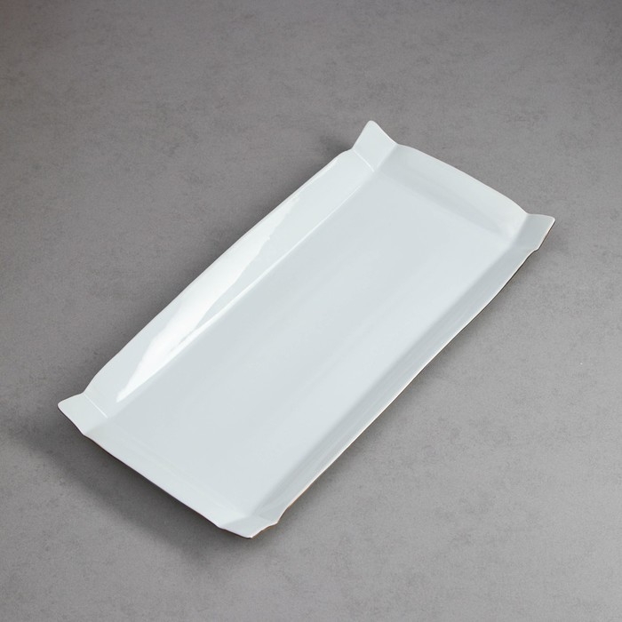 Селедочница Kabab Platter, большая, 45,5×23×3,5 см, золотая обводка, фарфор, Иран Селедочница Kabab Platter, большая, 45,5×23×3,5 см, золотая обводка, фарфор, Иран