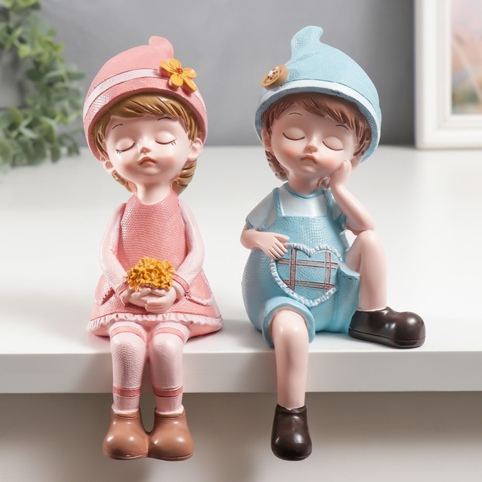 Сувенир полистоун  Сувенир полистоун "Мальчик/Девочка спит сидя" МИКС 8х6х19,5 см