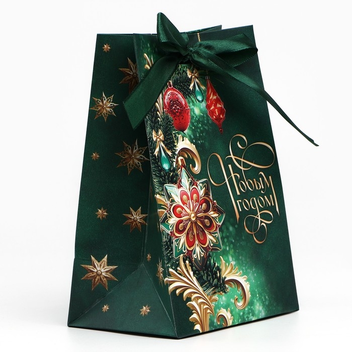 Пакет подарочный новогодний с лентой «С Новым годом», 13 х 19 х 9 см , Новый год Пакет подарочный новогодний с лентой «С Новым годом», 13 х 19 х 9 см , Новый год
