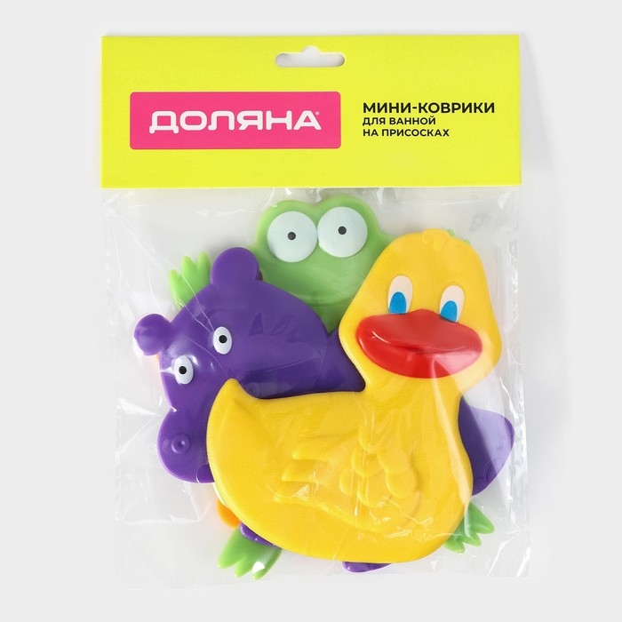 Коврики для ванной на присосках Доляна «Зоопарк», 4 шт, детсие, 11×14 см Коврики для ванной на присосках Доляна «Зоопарк», 4 шт, детсие, 11×14 см