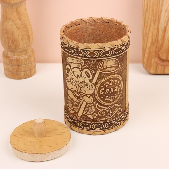Туес для специй «Хомяк», сахар, 8х8х14 см, береста Туес для специй «Хомяк», сахар, 8х8х14 см, береста