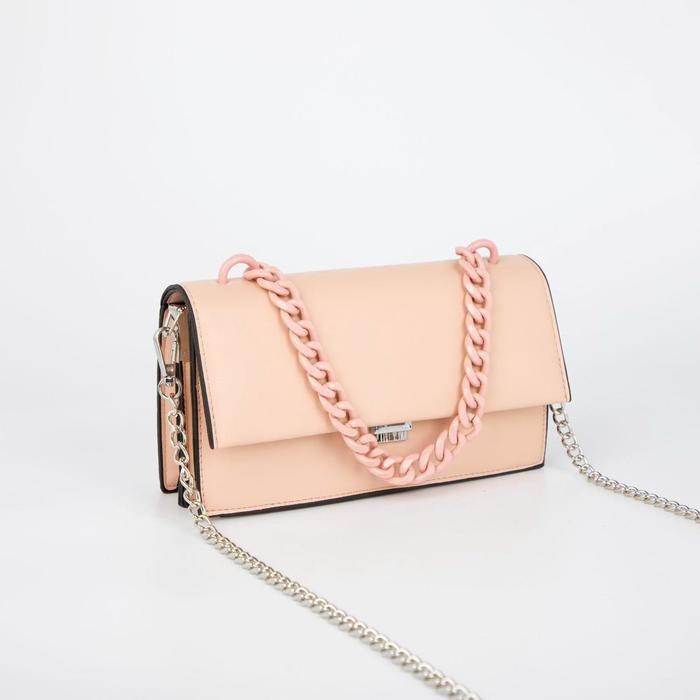 Цепочка для сумки, пластиковая, 17 × 23 мм, 120 см, цвет бежевый Цепочка для сумки, пластиковая, 17 × 23 мм, 120 см, цвет бежевый