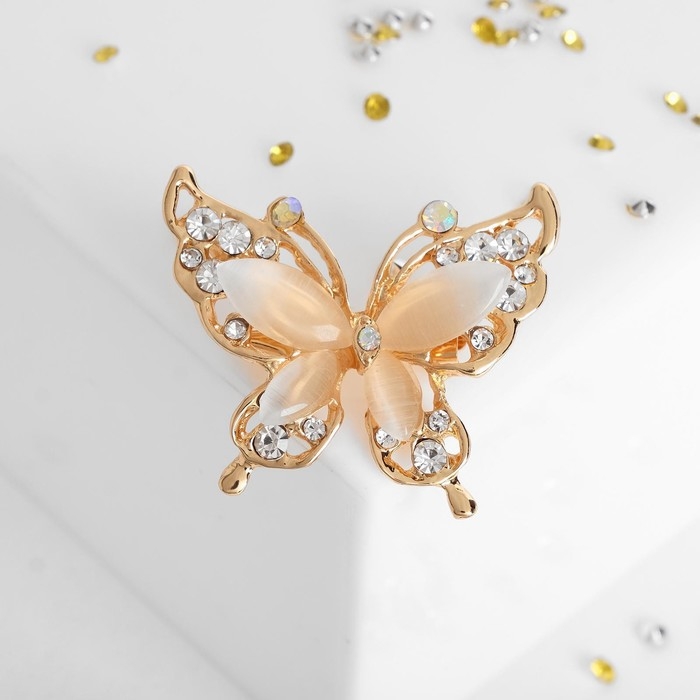 Брошь «Бабочка», цвет бежевый в золоте Брошь «Бабочка», цвет бежевый в золоте