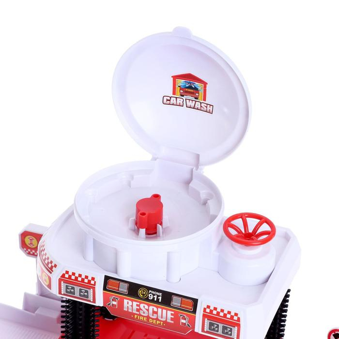 Парковка «Пожарная станция», с автомойкой, свет и звук, машина меняет цвет от воды Парковка «Пожарная станция», с автомойкой, свет и звук, машина меняет цвет от воды