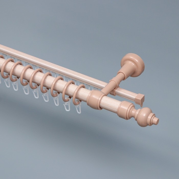 Карниз двухрядный, ширина 120 см, d=28 мм, пластиковые элементы, цвет дуб Карниз двухрядный, ширина 120 см, d=28 мм, пластиковые элементы, цвет дуб