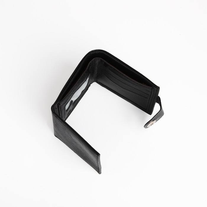 Портмоне мужское на магните, отдел для купюр, для карт, для монет, цвет чёрный