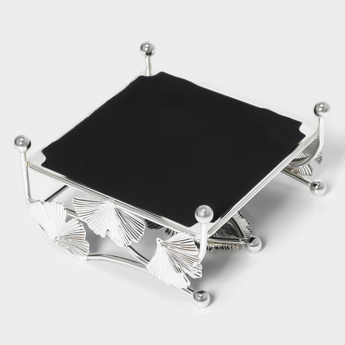 Салфетница «Цветы», 15×15×8,5 см, цвет серебряный Салфетница «Цветы», 15×15×8,5 см, цвет серебряный