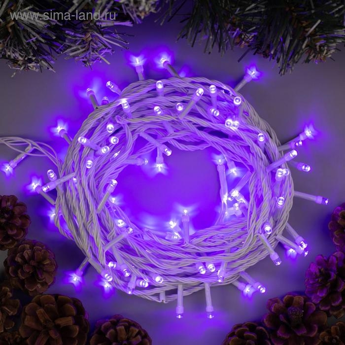 Гирлянда «Нить» 10 м, IP20, белая нить, 100 LED, свечение фиолетовое, 8 режимов, 220 В Гирлянда «Нить» 10 м, IP20, белая нить, 100 LED, свечение фиолетовое, 8 режимов, 220 В