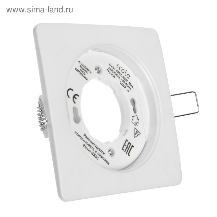 Светильник встраиваемый Ecola 5357, GX53, IP20, 220 В, квадратный, 25x107 мм, белый Светильник встраиваемый Ecola 5357, GX53, IP20, 220 В, квадратный, 25x107 мм, белый