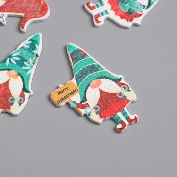 Декор для творчества дерево Декор для творчества дерево "Новогодние гномы" набор 10 шт 3,6х2,3 см