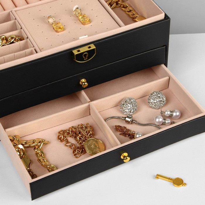 Подставка для украшений Queen fair «Шкатулка» 3 яруса, 23×17×13 см, цвет чёрный Подставка для украшений Queen fair «Шкатулка» 3 яруса, 23×17×13 см, цвет чёрный