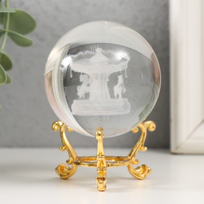 Сувенир стекло  Сувенир стекло "Карусель" d=6 см ажурная подставка 8,5х6х6 см