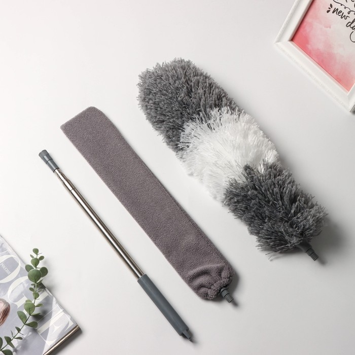 Щётка для пыли Raccoon, плоская насадка 40×7,5 см, пушистая насадка 41×13 см, телескопическая ручка 230 см Щётка для пыли Raccoon, плоская насадка 40×7,5 см, пушистая насадка 41×13 см, телескопическая ручка 230 см