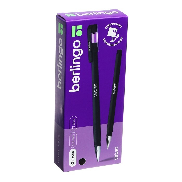 Ручка гелевая 0,5 мм Berlingo Velvet, стержень чёрный, прорезиненный корпус 243042 Ручка гелевая 0,5 мм Berlingo Velvet, стержень чёрный, прорезиненный корпус 243042