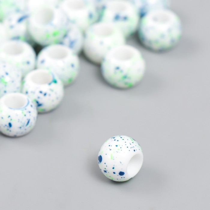 Бусины для творчества пластик Бусины для творчества пластик "Брызги краски. Синие на белом" d=1 см набор 20 гр
