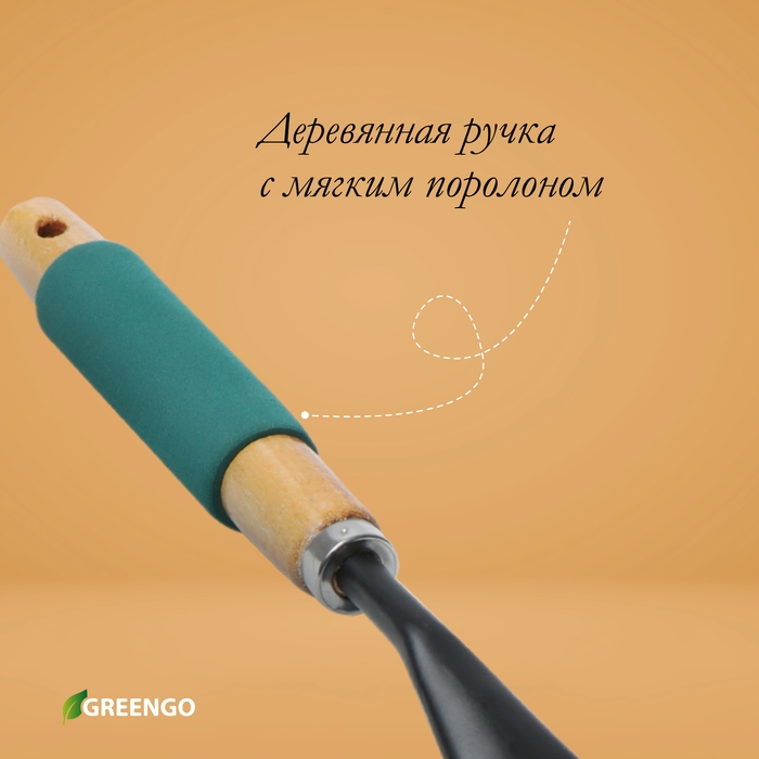 Грабли малые, веерные, пластинчатые, 9 зубцов, длина 42 см, металл, деревянная ручка с поролоном, Greengo Грабли малые, веерные, пластинчатые, 9 зубцов, длина 42 см, металл, деревянная ручка с поролоном, Greengo