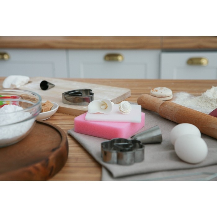 Набор матов для моделирования и сушки цветов из мастики, 9,5×9,5×1,5 см, 2 шт, цвет белый, розовый Набор матов для моделирования и сушки цветов из мастики, 9,5×9,5×1,5 см, 2 шт, цвет белый, розовый