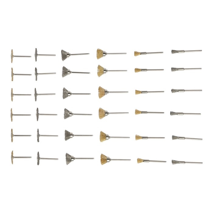 Набор щеток металлических для гравера ТУНДРА, хвостовик 3 мм, 36 шт.