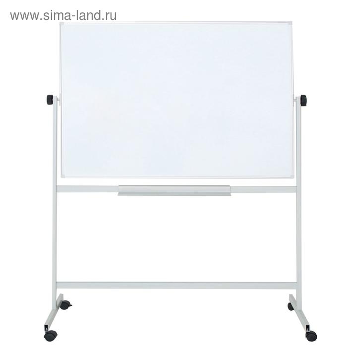 Доска двусторонняя 100х150 см, магнитно-маркерная/меловая, Calligrata СТАНДАРТ, поворотная на мобильном стенде, в алюминиевой рамке, с полочкой Доска двусторонняя 100х150 см, магнитно-маркерная/меловая, Calligrata СТАНДАРТ, поворотная на мобильном стенде, в алюминиевой рамке, с полочкой