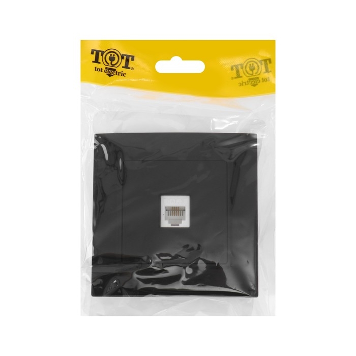 Розетка телефонная одноместная TOT Elegant, скрытая, черная Розетка телефонная одноместная TOT Elegant, скрытая, черная