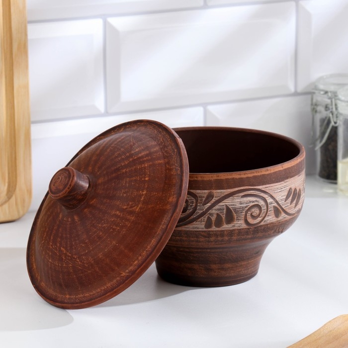 Кастрюля Кастрюля "Ангоб", 0,9 л., 9х14х14 см