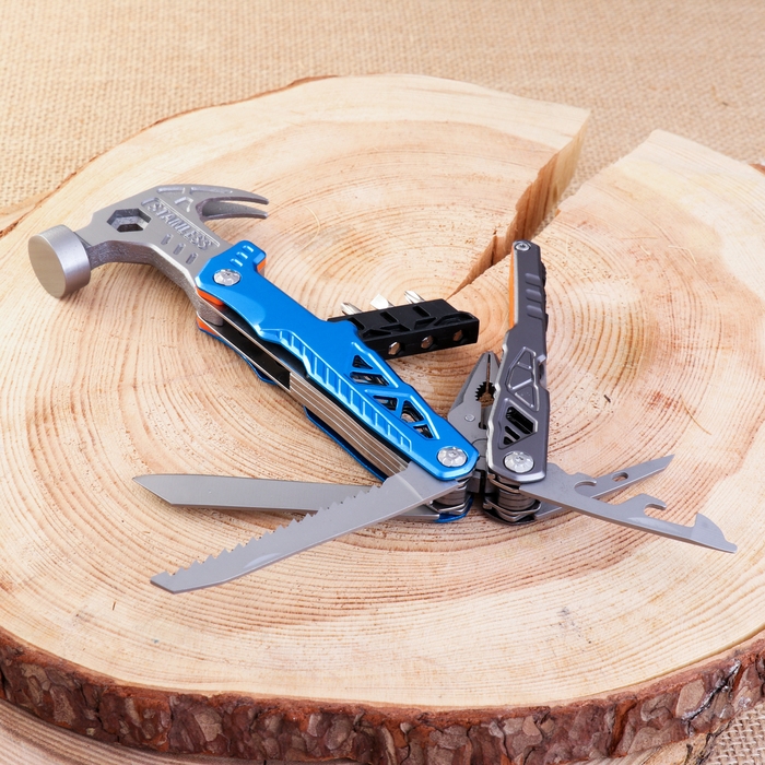 Мультитул 13в1 с плоскогубцами и молотком, синий