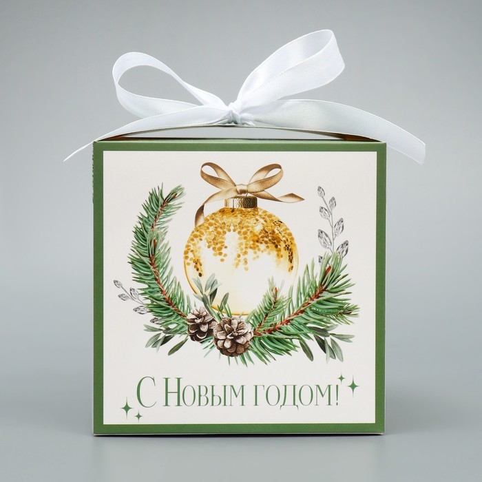 Коробка подарочная новогодняя складная «С Новым годом!», ёлочные украшения, 12 х 12 х 12 см, Новый год Коробка подарочная новогодняя складная «С Новым годом!», ёлочные украшения, 12 х 12 х 12 см, Новый год