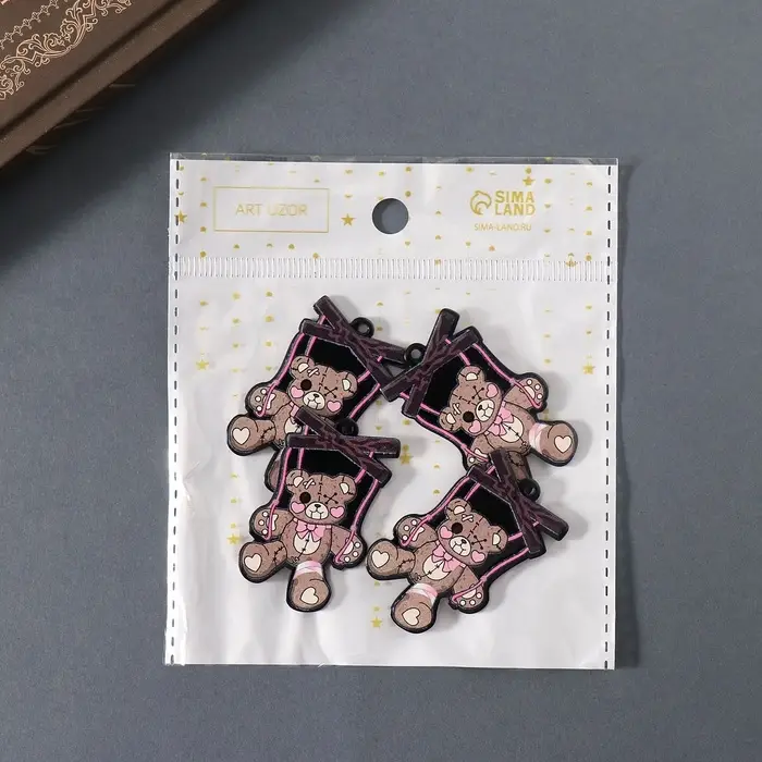 Декор для творчества акрил двусторонний Декор для творчества акрил двусторонний "Зомби-мишка" 4,3х2,9х0,2 см