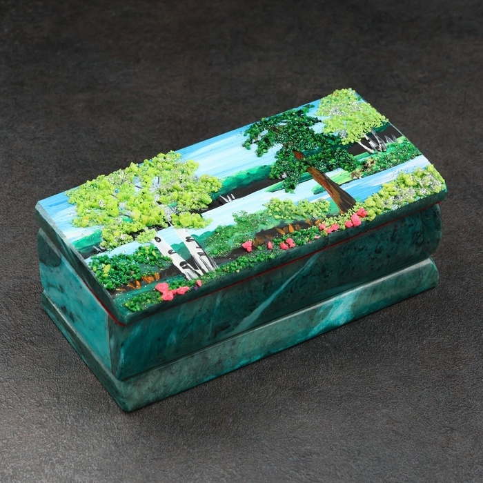 Ларец Ларец "Лето" 15х7х5,5 см, каменная крошка, змеевик