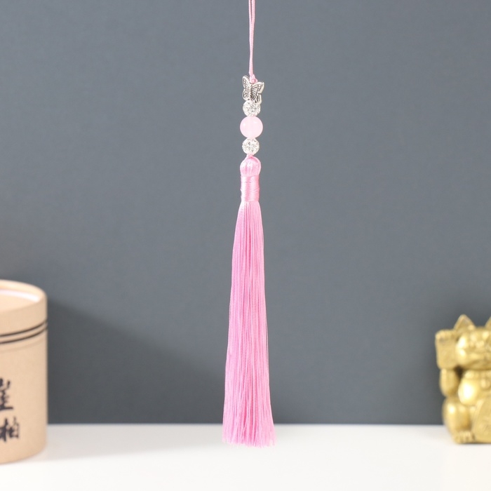 Подвеска текстиль, металл  Подвеска текстиль, металл "Бабочка" розовая 1х1,2х16,5 см