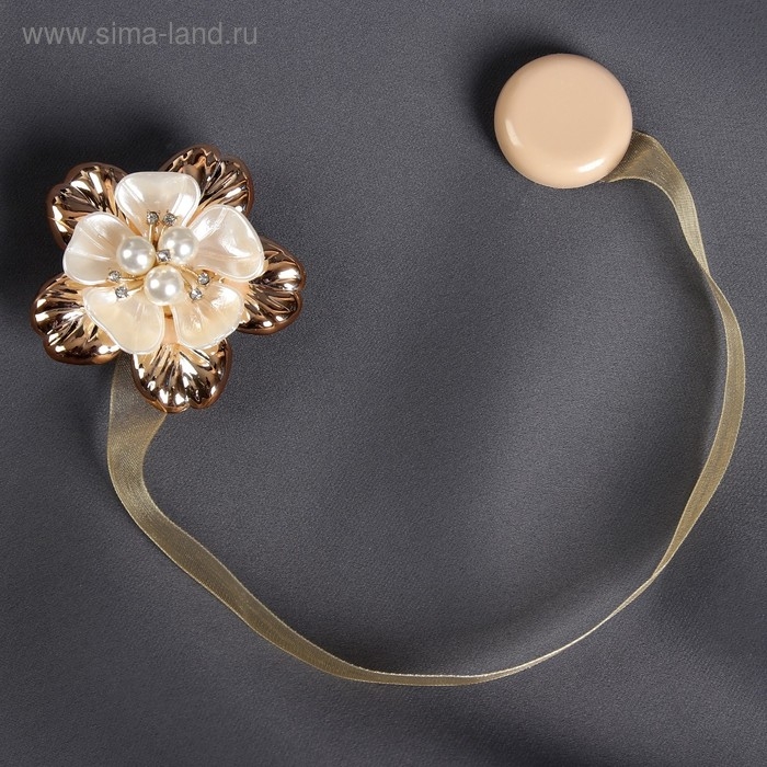 Подхват для штор «Цветок перламутровый», d = 5,5 см, цвет золотой Подхват для штор «Цветок перламутровый», d = 5,5 см, цвет золотой