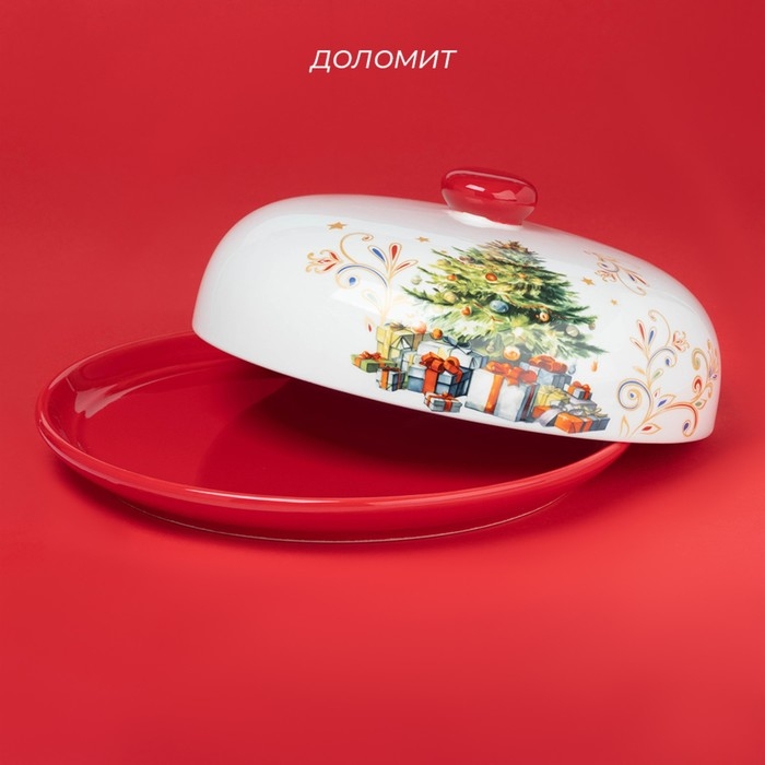 Блинница новогодняя Доляна «Волшебное дерево», d=23 см, керамика, цвет белый Блинница новогодняя Доляна «Волшебное дерево», d=23 см, керамика, цвет белый