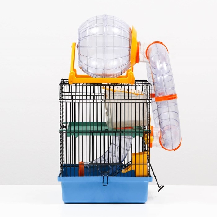 Клетка для грызунов, двухъярусная, с полкой, домом и шаром, 28 х 24,5 х 31 см, микс Клетка для грызунов, двухъярусная, с полкой, домом и шаром, 28 х 24,5 х 31 см, микс