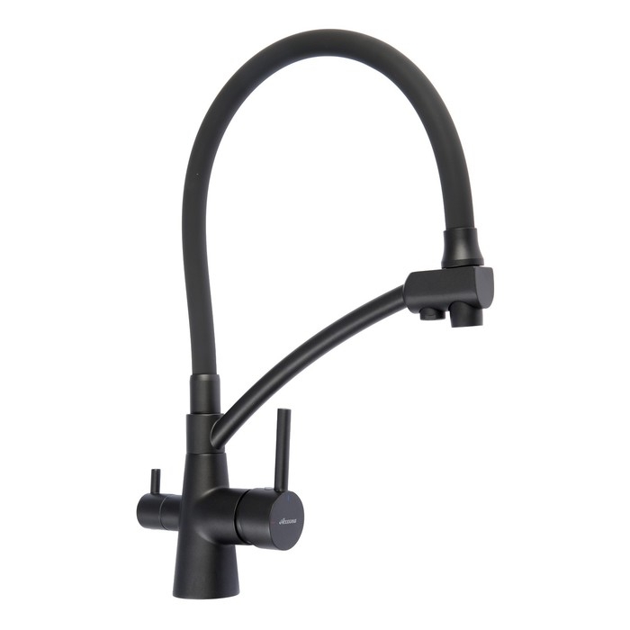 Смеситель для кухни Accoona A5179TT-13, однорычажный, гибкий излив, выход на питьевую, серый Смеситель для кухни Accoona A5179TT-13, однорычажный, гибкий излив, выход на питьевую, серый