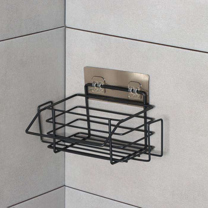 Полка на липучке, 24×14×10 см, цвет чёрный Полка на липучке, 24×14×10 см, цвет чёрный