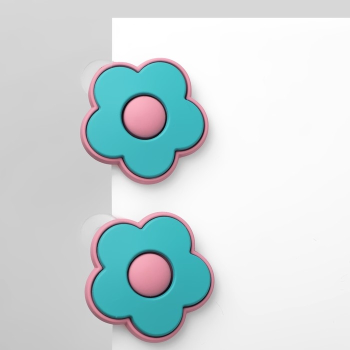 Серьги пластик «Цветочки», цвет розово-зелёный Серьги пластик «Цветочки», цвет розово-зелёный